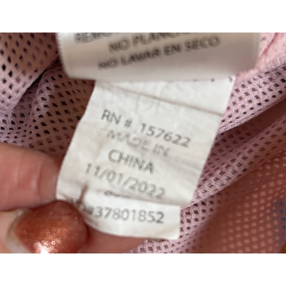 Eddie Bauer Kids Girls 7 Hooded Windbreaker Jacket Pink Floral Full Zip Pockets - Picture 9 of 12